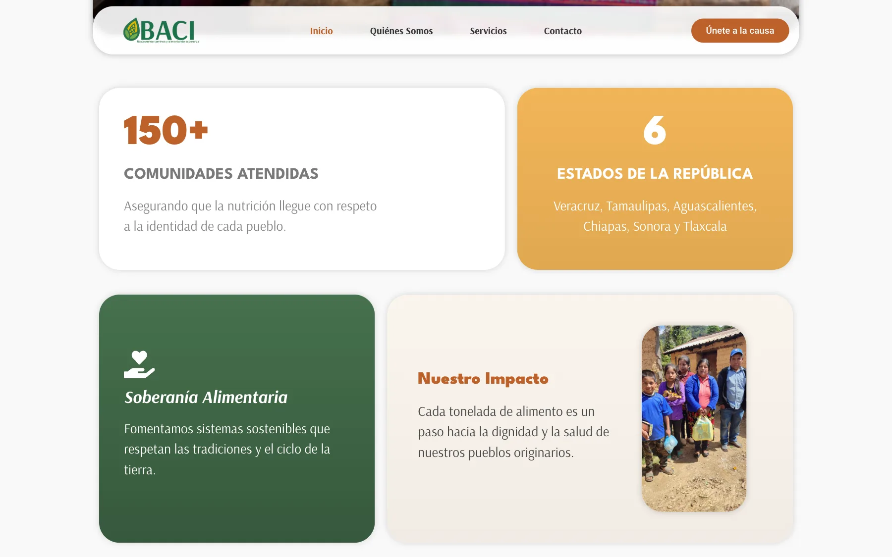 Comunidades atendidas y estados de la república, a la vista desde el inicio.