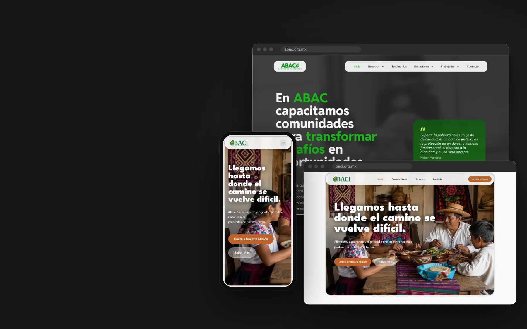 ABAC — Sitios web para dos bancos de alimentos