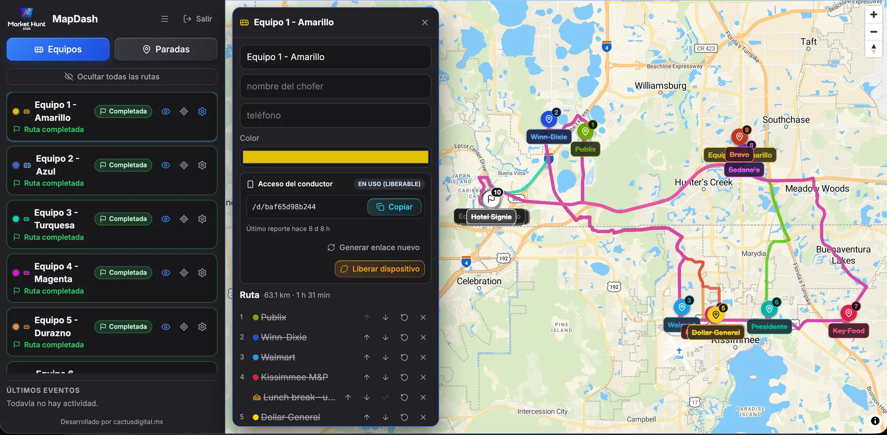 Sigma USA — MapDash - Rastreo en vivo de flotilla para el Market Hunt